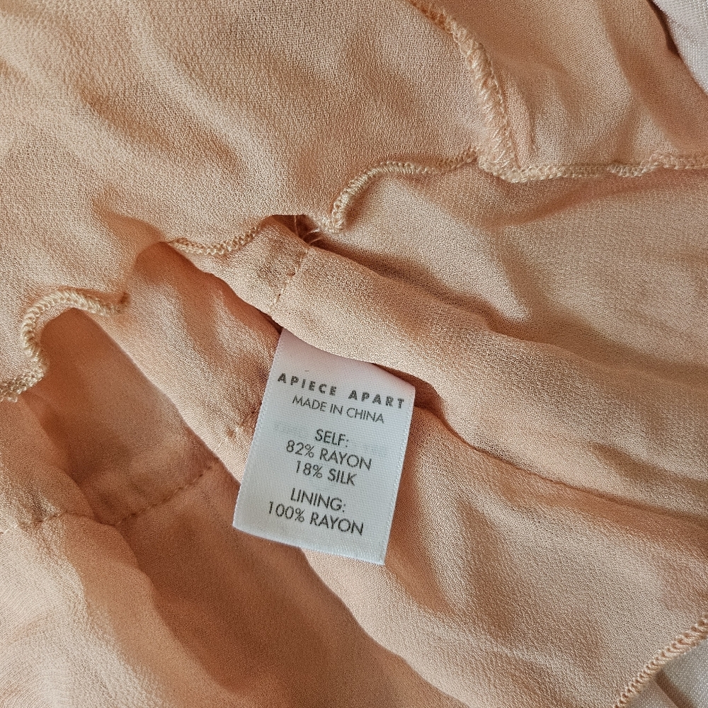 APIECE APART New York | Silk Blend Velvet Ruffle Blush Pink Tier Tank 2 - Picture 8 of 10
